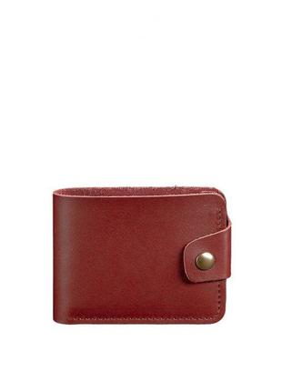 Женский качественный кожаный кошелек на кнопке, кожаные кошельки ручной работы для девушек бордовый6 фото