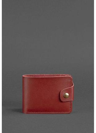 Женский качественный кожаный кошелек на кнопке, кожаные кошельки ручной работы для девушек бордовый2 фото