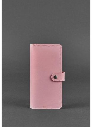 Кошельки и портмоне ручной работы вместительный яркий, кошелек женский кожа гравировка на кнопке розовый3 фото