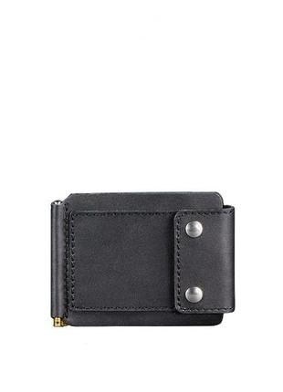 Чоловічі гаманці на кнопці зі шкіри ручної роботи, фірмовий шкіряний натуральний портмоне з монетницею чорний8 фото