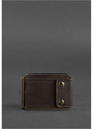 Чоловіче шкіряне портмоне темно-коричневе 10.0 затискач для грошей crazy horse1 фото