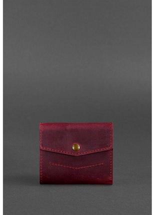 Авторские кошельки полностью ручной работы на кнопке, женское кожаное портмоне кошелек фирменный бордовый2 фото