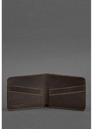 Кожаные портмоне ручной работы с монетницей, мужской фирменный кошелек натуральный стильный темно коричневый4 фото