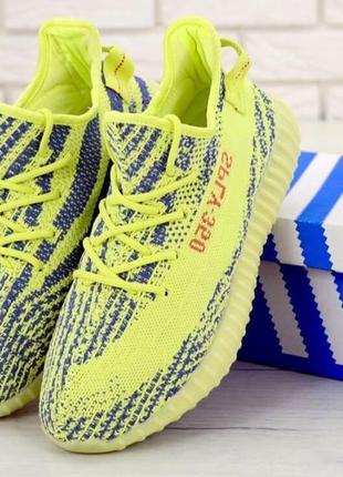 Летние кроссовки adidas yeezy boost 350 v2 (унисекс адидас изи буст) салатовые 42