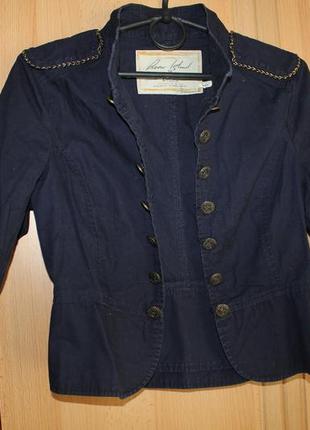 Пиджак накидка жакет синий xs укороченный3 фото