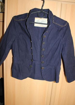 Пиджак накидка жакет синий xs укороченный