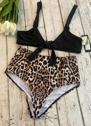 Купальник леопардовий високі плавки nasty gal missguided леопардовый