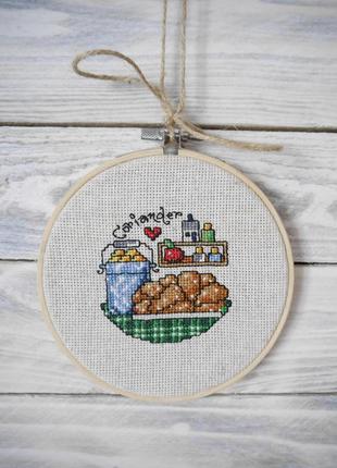 Вишита картинка "коріандер", ручна вишивка, декор