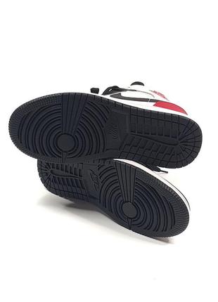Nike air jordan 1 mid •black red gray•4 фото