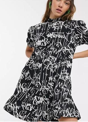 Сукня collusion graffiti print high neck smock dress1 фото