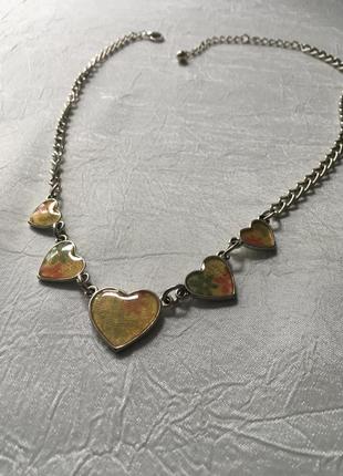 Оригинальное ожерелье, цепочка с сердечками