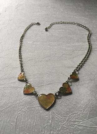 Оригинальное ожерелье, цепочка с сердечками2 фото