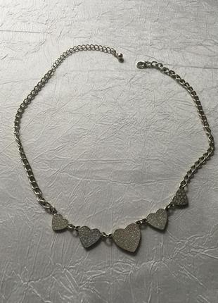 Оригинальное ожерелье, цепочка с сердечками4 фото