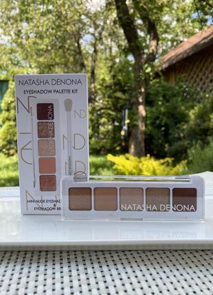 Natasha denona - eyeshadow palette kit mini nude eyeshadow palette - набір палетка тіней + пензлик9 фото