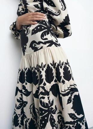 Zara шикарное платье  с принтом 100% хлопок4 фото
