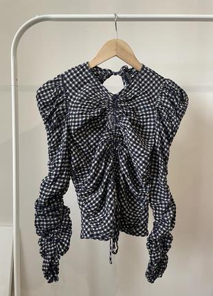 Невероятная блуза топ рубашка в клеточку zara6 фото