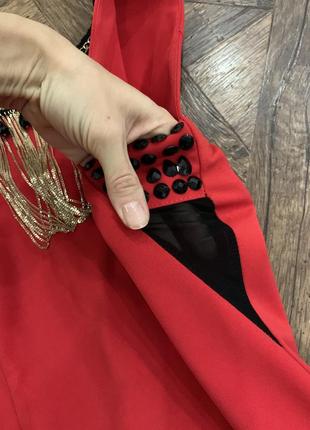 Нарядное красное мини платье2 фото
