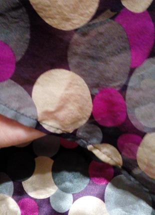 100% натуральный шелк двойная блузка/топ с бантом принт цветной горох/тренд!4 фото