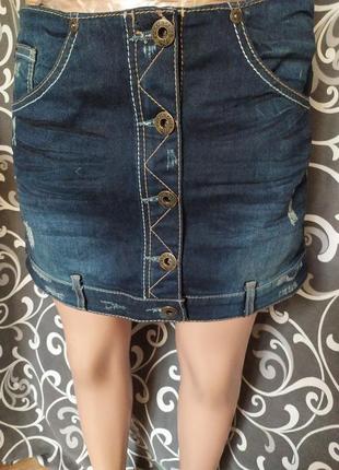 Крутая джинсовая юбка мини1 фото