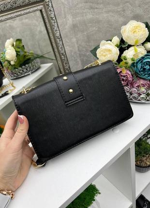Чорна практична універсальна стильна якісна ефектна комфортна сумочка кросбоді на ланцюжку виробництво україна4 фото