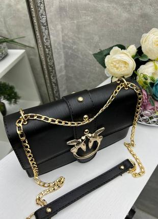 Чорна практична універсальна стильна якісна ефектна комфортна сумочка кросбоді на ланцюжку виробництво україна3 фото