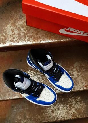 Nike air jordan 1 high retro •blue|white|black•9 фото
