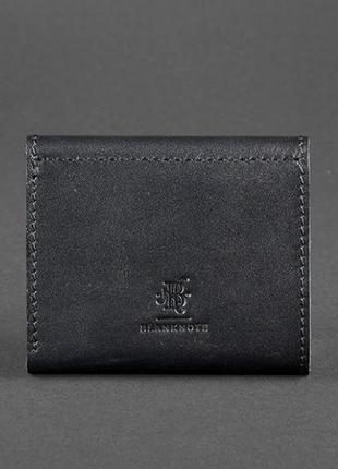 Женское кожаное портмоне кошелек на кнопке, авторские кошельки полностью ручной работы для девушек черный4 фото