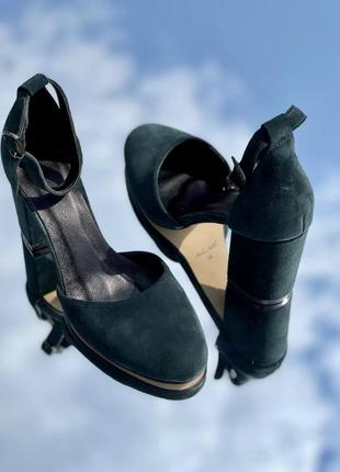 Шикарные босоножки /туфли на каблуке натур замша зеленые 36-43р все цвета5 фото