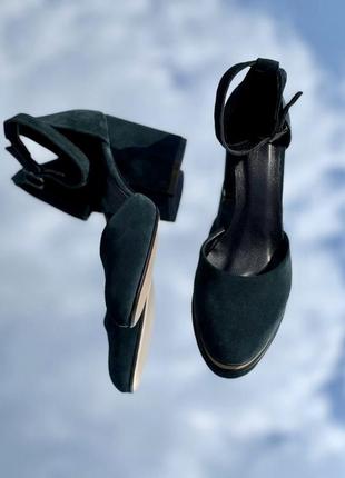 Шикарные босоножки /туфли на каблуке натур замша зеленые 36-43р все цвета2 фото