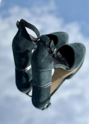 Шикарные босоножки /туфли на каблуке натур замша зеленые 36-43р все цвета4 фото