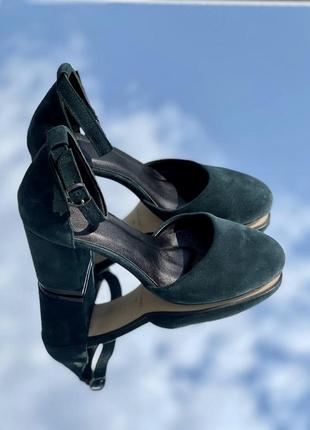 Шикарные босоножки /туфли на каблуке натур замша зеленые 36-43р все цвета7 фото