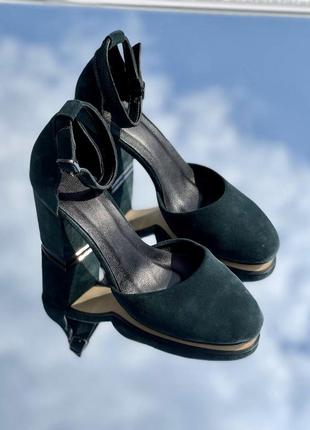 Шикарные босоножки /туфли на каблуке натур замша зеленые 36-43р все цвета6 фото
