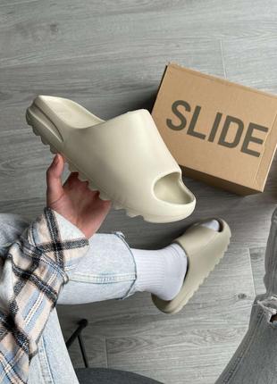 Шльопанці жіночі, чоловічі america slide bone бежеві, адідас ізи, капці, сланці, шльопанці
