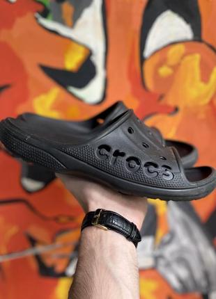 Crocs шлёпанцы м 11 44 размер чёрные оригинал хорошие