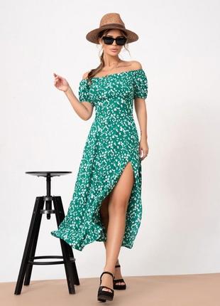 Зеленое ретро платье с разрезом2 фото