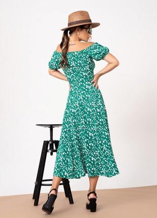 Зеленое ретро платье с разрезом4 фото