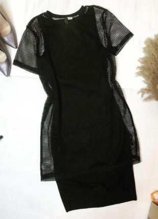 Сітчаста сукня з круглим вирізом і короткими рукавами плаття-футболка з перфорацією3 фото