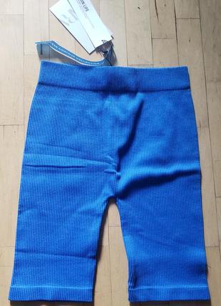 Шорты в рубчик от зара zara синие хс-с