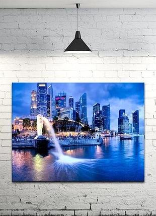 Картина на холсте на стену для интерьера/спальни/офиса dk город ночью 45х60 см (dkp4560-g819)