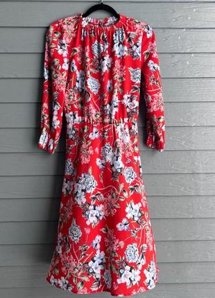 Платье миди h&amp;m в цветочный принт с длинным рукавом.4 фото