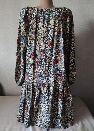 H&m платье с цветочным принтом в цветочек свободного кроя2 фото