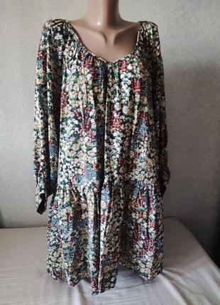 H&m платье с цветочным принтом в цветочек свободного кроя4 фото