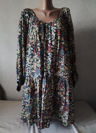 H&m платье с цветочным принтом в цветочек свободного кроя5 фото