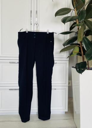 Штаны/брюки синего цвета высокая посадка/прямая штанина под пояс