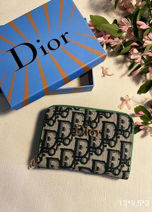 Кошелек женский зеленый мини, кошелек женский, кошелек женский с коробкой, кошелек в стиле dior кристиан диор2 фото