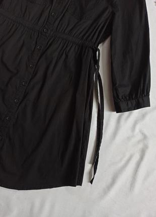 Чёрное платье рубашка с затяжками на талии2 фото