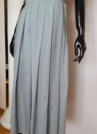 Шёлковая юбка с декором в золотые звёздочки с камнями swarovski2 фото