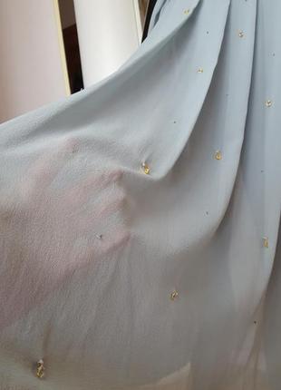 Шёлковая юбка с декором в золотые звёздочки с камнями swarovski3 фото