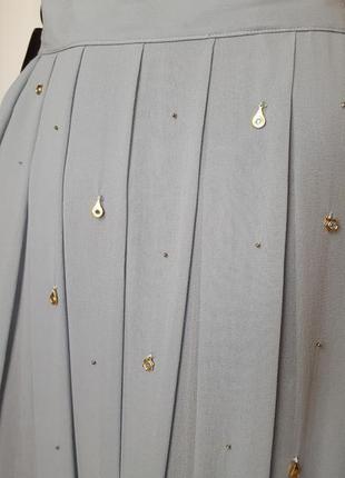 Шёлковая юбка с декором в золотые звёздочки с камнями swarovski6 фото
