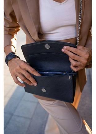 Кожаная маленькая синяя сумочка женская ручной работы, модная дизайнерская дамская сумочка кожаная9 фото